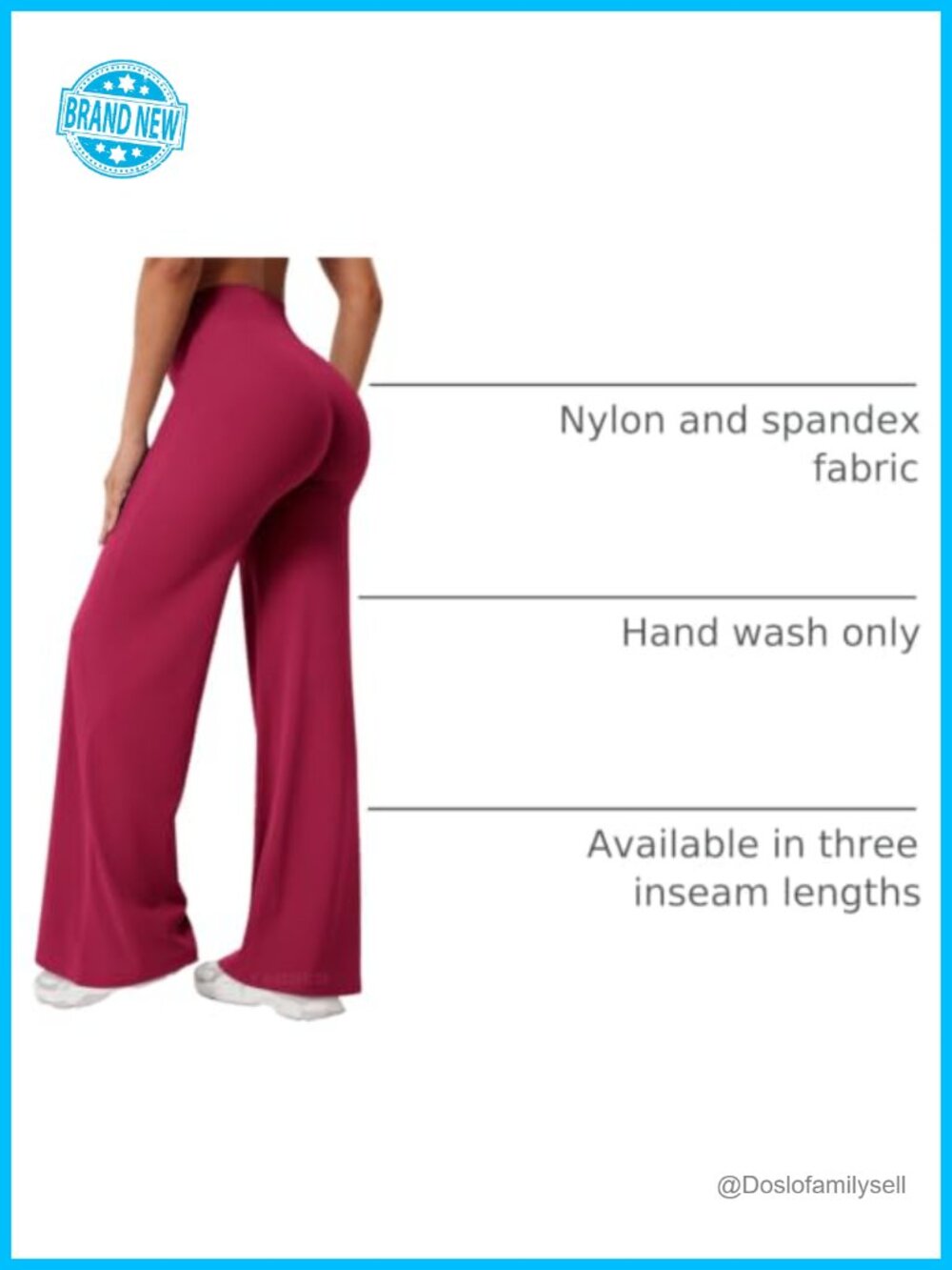 High-Waisted Straight Leggings with No Front Seam, Buttery Soft Nylon Spandex - Picture 3 of 6
